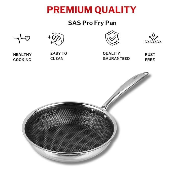 Triply Stainless Steel X Fry Pan 20 cm, Honeycomb Pattern Design Inside