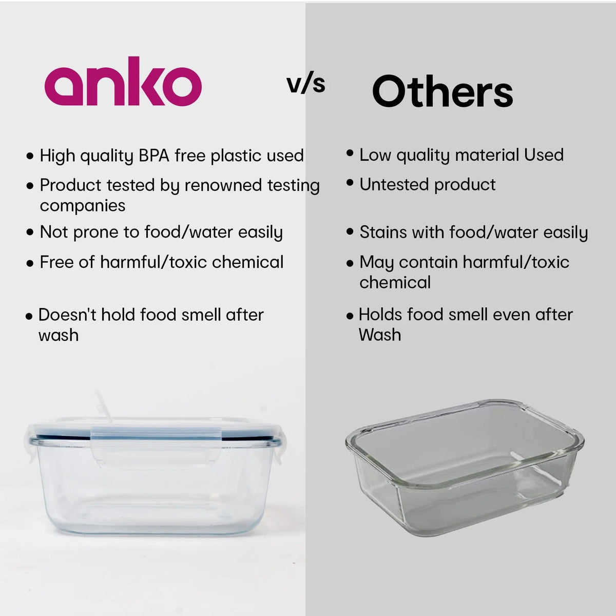 5-Piece Glass Storage Container Set, Lockable Lids, Leak-Proof, Spill-Proof, Clear