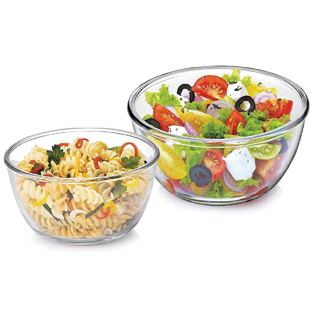 Toughened Glass Mixing Bowl Set Without Lid Set of 2 (500 ml & 1000ml)