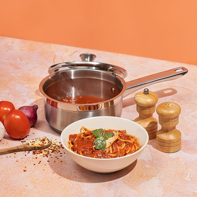 Two Tone Stainless Steel Saucepan with Glass Lid 3 L, 20 cm (6.2 mm Thick)