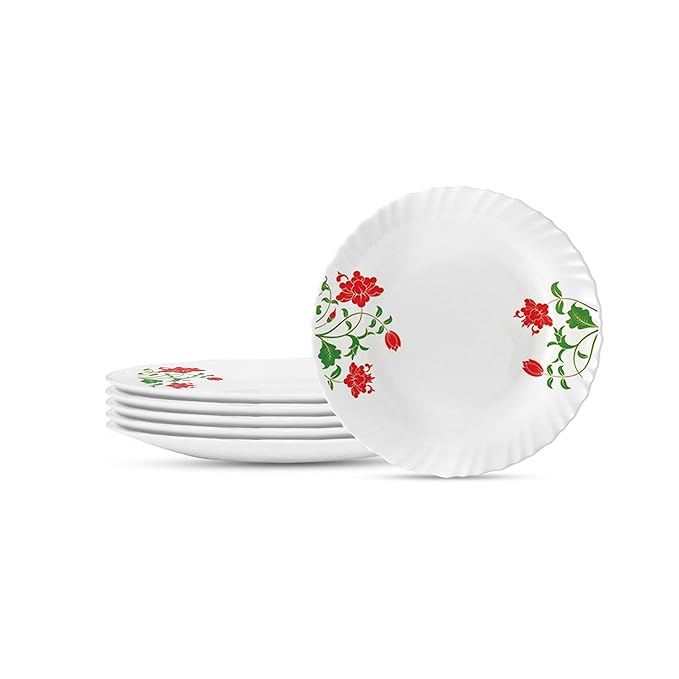 Opalware Full Plate, 11 inch, White, Set of 6 - Hazel, Opalware Full Plate