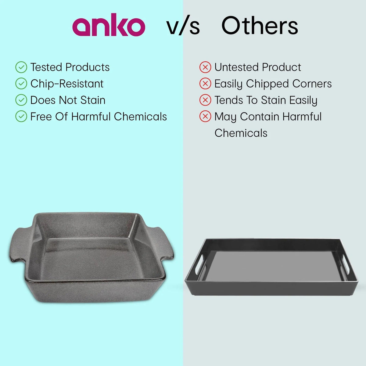 Glazed Stoneware Ceramic Baking Dish Grey Oven Dishwasher Microwave Safe 6.7x24x31cm