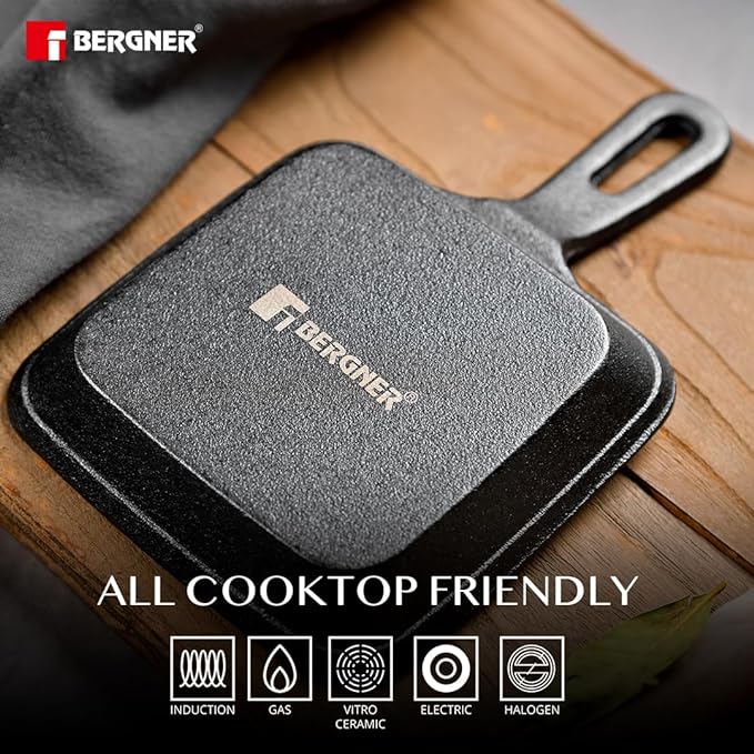 13 cm Griddle Pan, Mini Grill Pan, Pre-seasoned Cast Iron