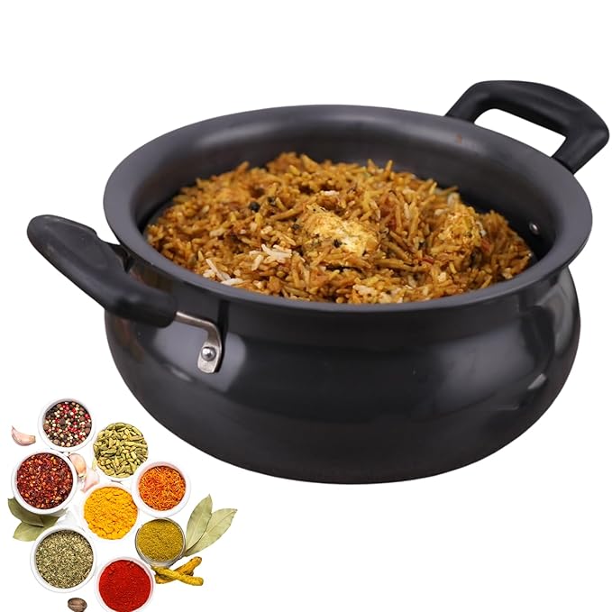 Hard Anodised Non Stick Handi with Lid - 3 L, Junior, 3.25 mm Thickness, Biryani Pot
