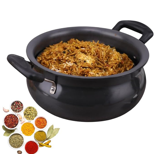 Hard Anodised Non Stick Handi with Lid - 2 L, Mini, 3.25 mm Thickness, Biryani Pot