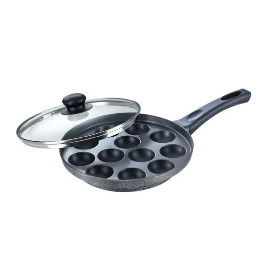 Aluminium Omega Select Plus Non Stick Paniyarakkal with Lid (24 cm, Black)