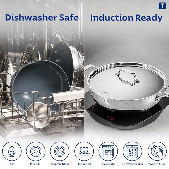 Healthy Triply Ceramic 20 cm/1.7L Kadai with SS 304 lid