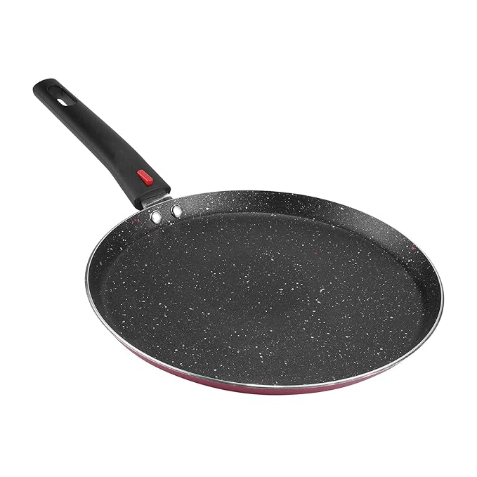 Popular Aluminium Non Stick Dosa Tawa with Detachable, Removeable Handles - 28 cm / 3 mm Thick