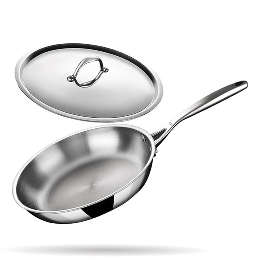 Triply Stainless Steel Fry Pan With Lid, Induction & Gas Stove Compatible Frying Pan, 2.1 L, 26 cm