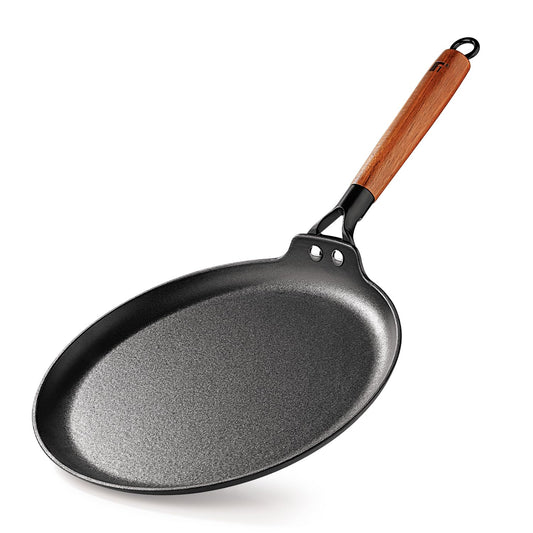 28 cm Cast Iron Dosa Tawa With Wooden Coated Handle