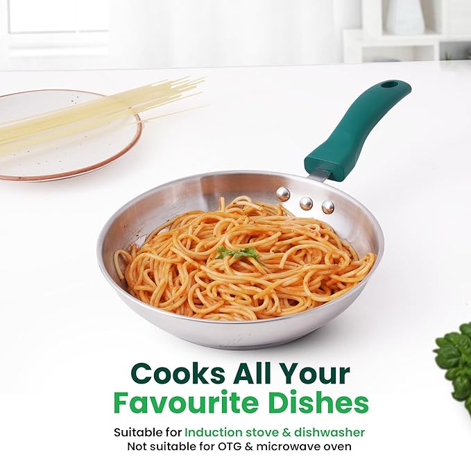 Stainless Steel Sandwich Bottom Fry Pan with Steel Lid