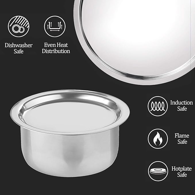 Triply Stainless Steel Induction Tope with Lid, 16 cm / 1.59 L