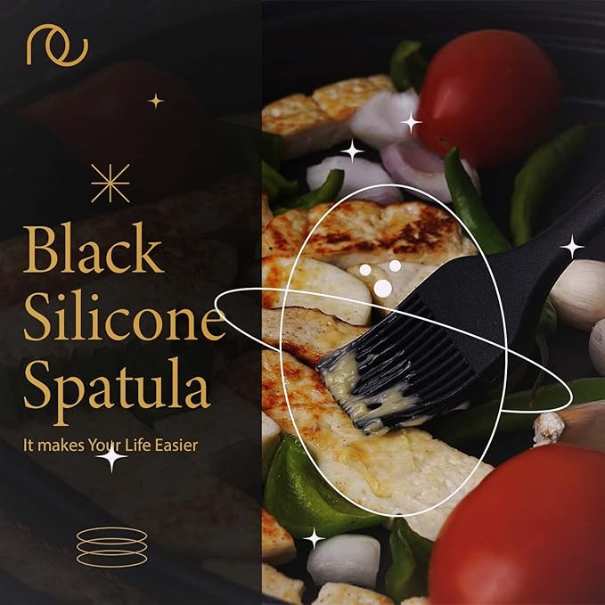 Silicone Spatula for Kitchen, Set of 3, Black