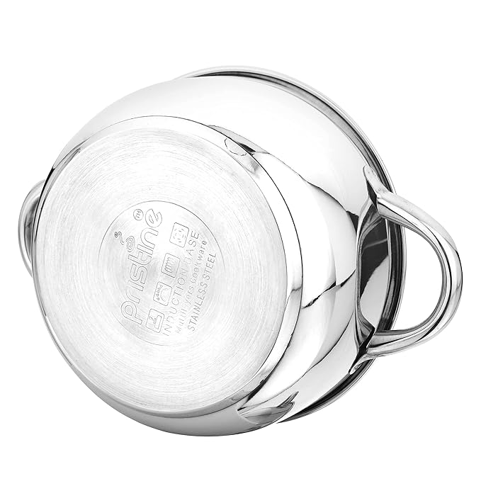 Tri Ply Sandwich Induction Base Cooking Essential Stainless Steel Casserole with Knob Glass Lid