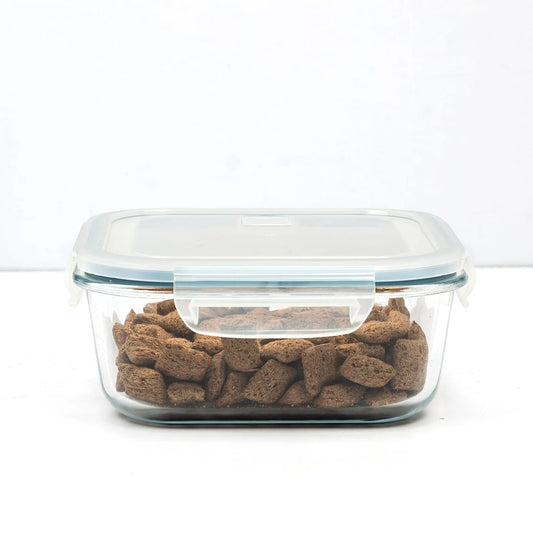 1.1L Glass Storage Container with Lockable Lid, Pack of 2, Leak-Proof, Clear