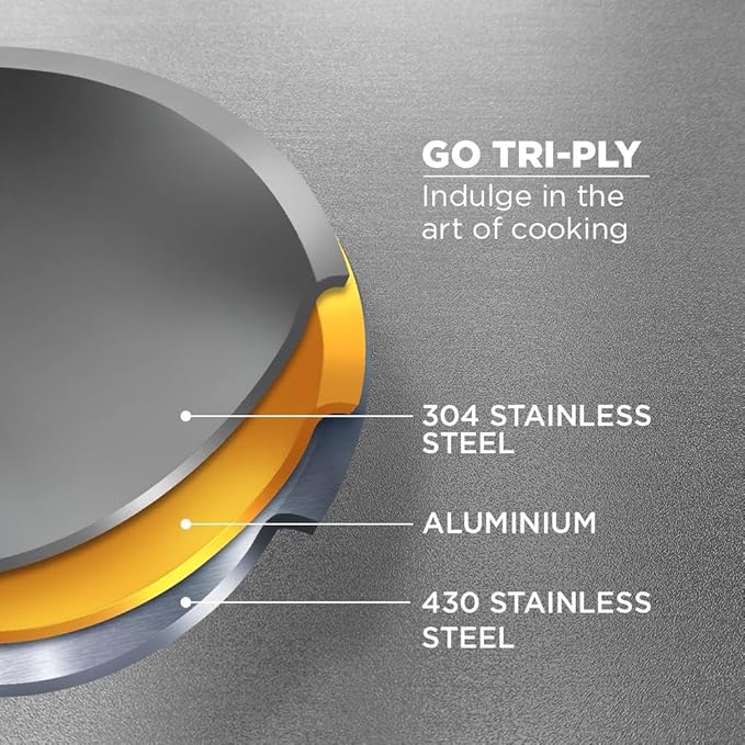 By Jindal Lifestyle Reflecto Triply Stainless Steel Tadka Pan, Tadka Pan Induction Base, 12 cm, Silver