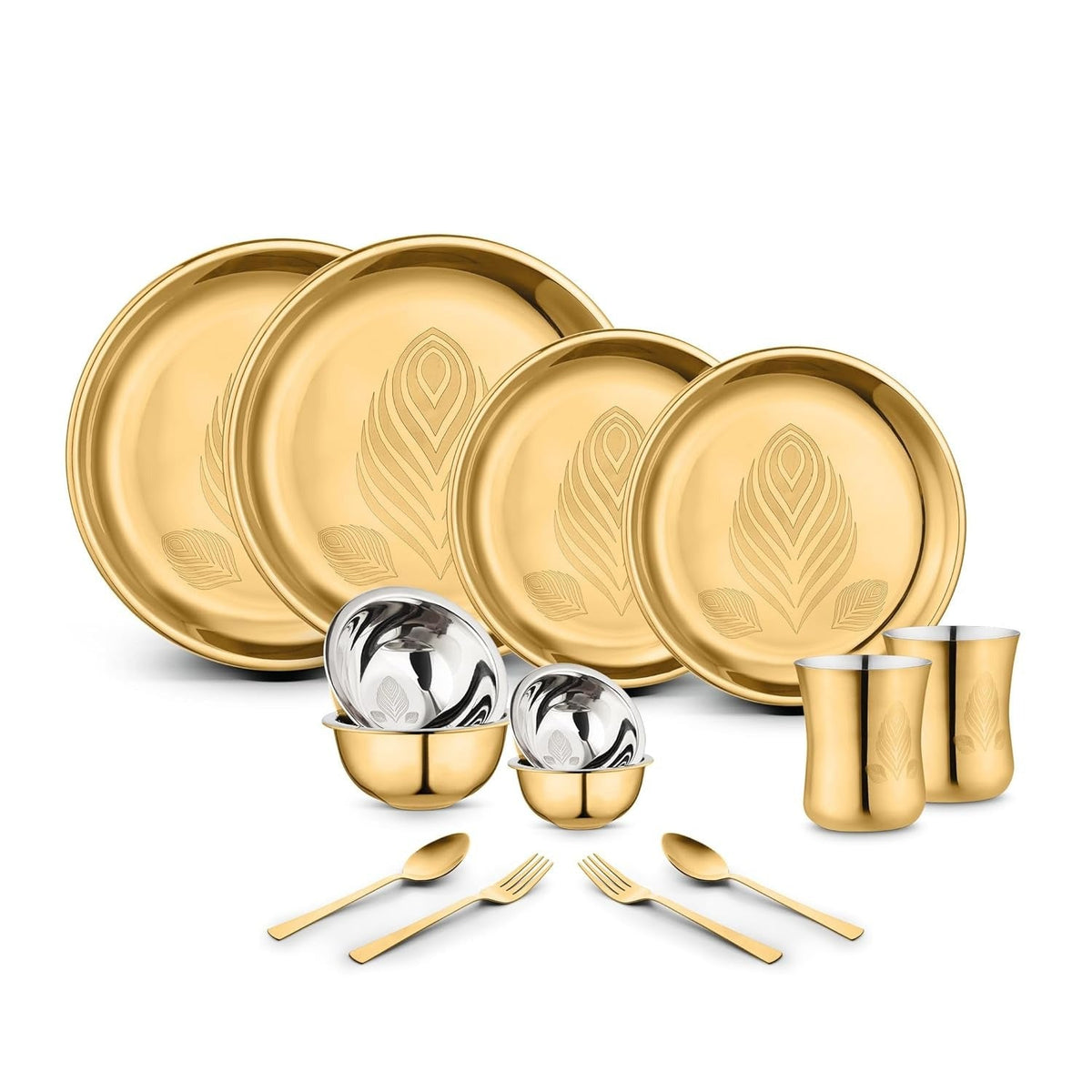 Stainless Steel Divine Piece PVD Coated Dinner Set Set of 14
