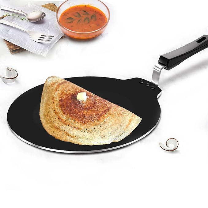 Induction Dosa Tawa Without Edge, 30 cm, Black