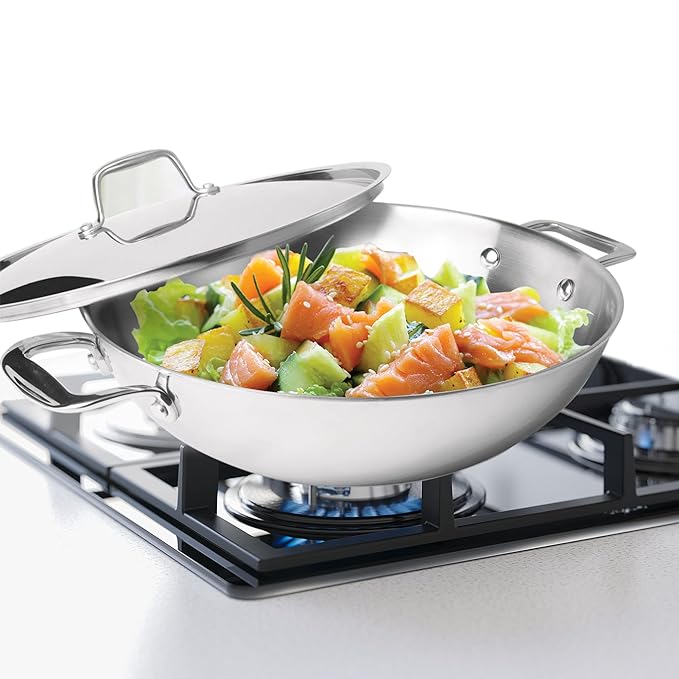 Triply Stainless Steel 24 cm Kadai With Lid, 2.6 L, 3