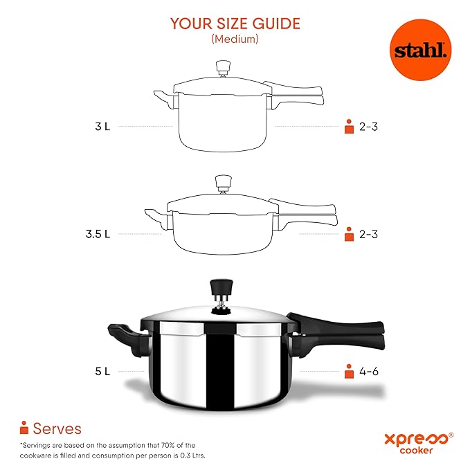 Triply Stainless Steel Pressure Cooker 5 L Outer Lid, Belly Pressure Cooker