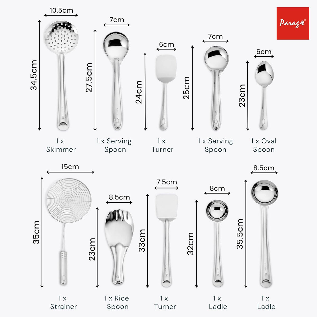Stainless Steel 10 Pieces Cooking Spoons Set, Kitchen Cooking Essential Set for Home