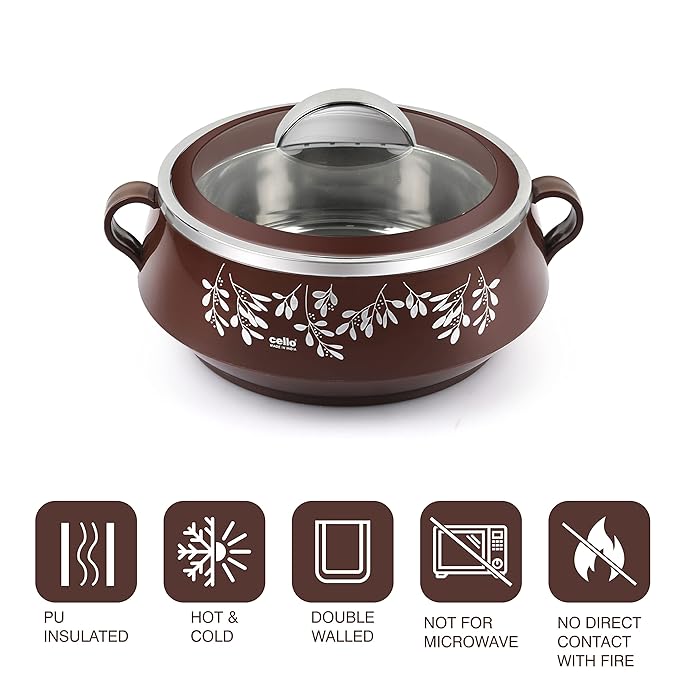 Glitter Casserole with Inner Steel, Insulated Stainless Steel Inner Body Casserole Set for Meal, Set Of 3
