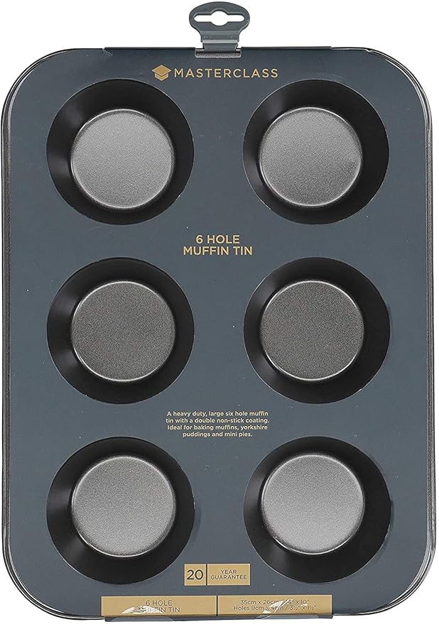 6 Hole Muffin Tray PFOA Non Stick Robust 1 mm Carbon Steel