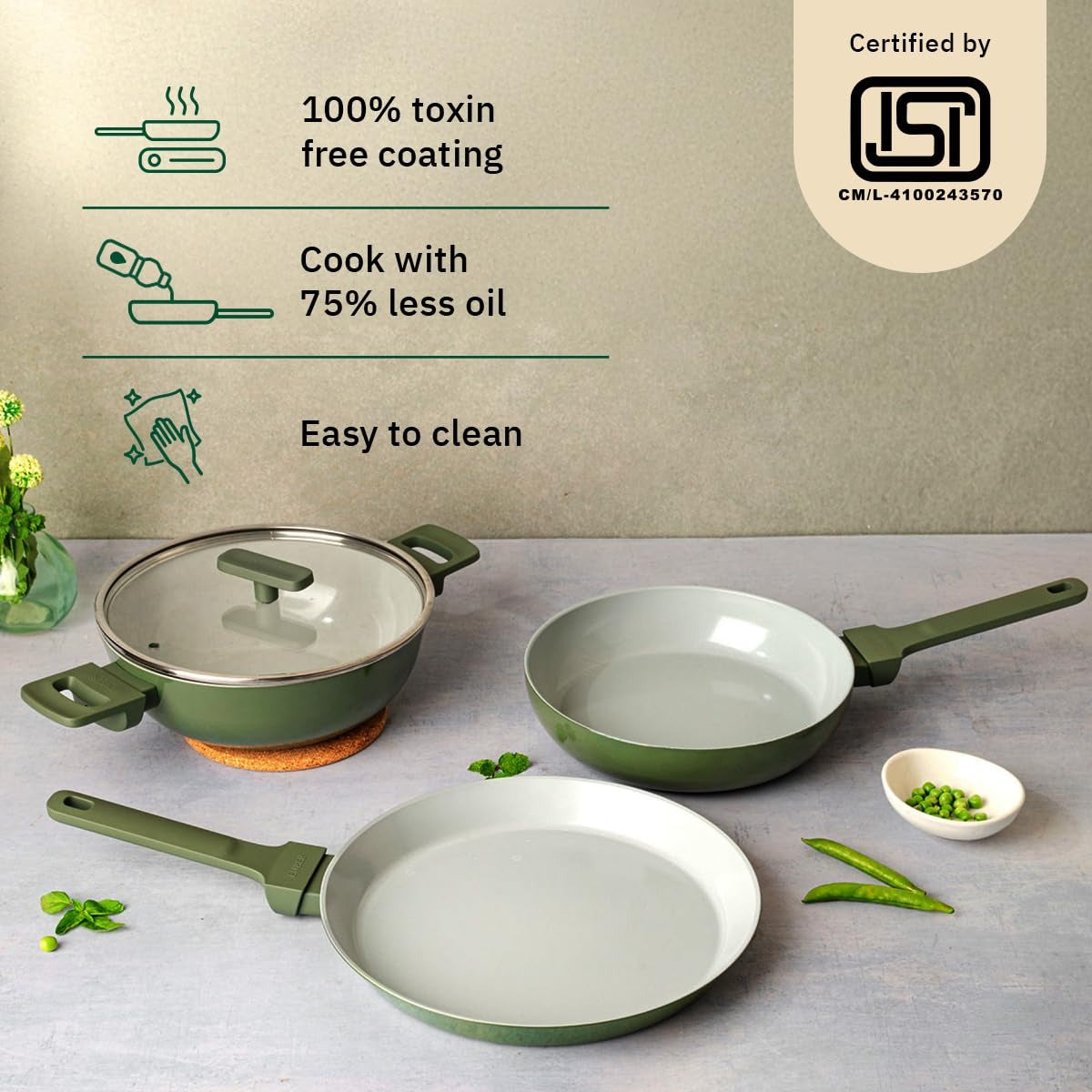 Cookware Set of 3 Soft-Touch Handle