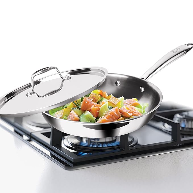 22 cm Frying Pan, Triply Stainless Steel With Lid, 1.5 L