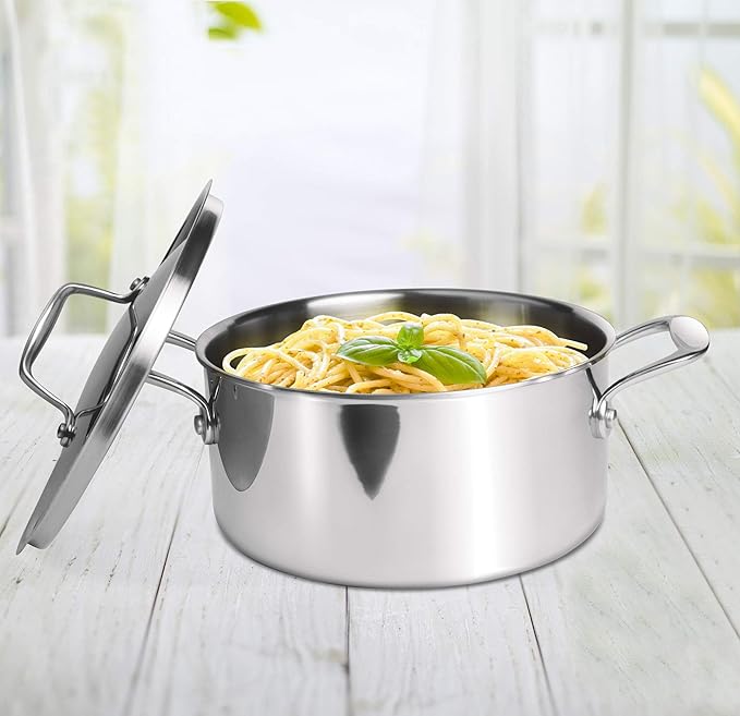 Triply Stainless-Steel Casserole Handi/Stock Pot/Biryani Pot with Lid 22 cm, 4 L