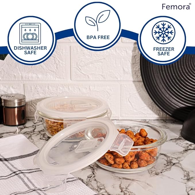 Borosilicate Glass Containers for Kitchen, Storage Box for Kitchen With Air Vent Lid, Set of 3