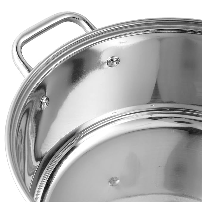 Stainless Steel Saucepot with Glass Lid - 2.2 L, 18 cm, Sandwich Bottom, Rivetted Handle
