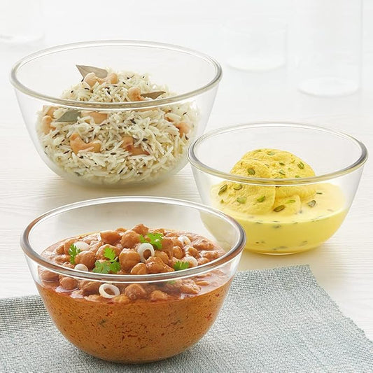 Glass Mixing & Serving Bowl Set, Set of 3, Oven & Microwave Proof