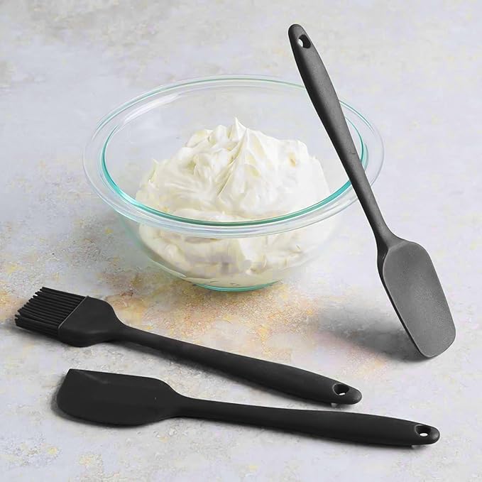 Silicone Spatula for Kitchen, Set of 3, Black