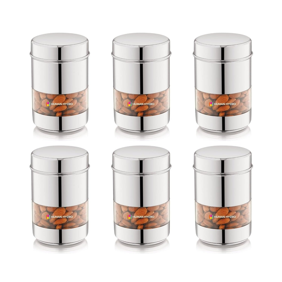 Stainless Steel Storage Containers - Set of 6 (750 ml Each)