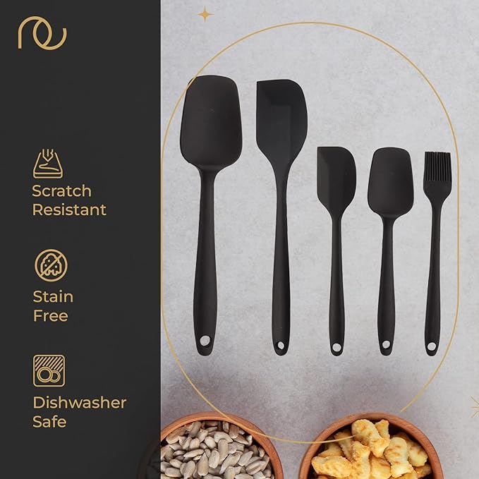Set of 5 Spatulas, Black