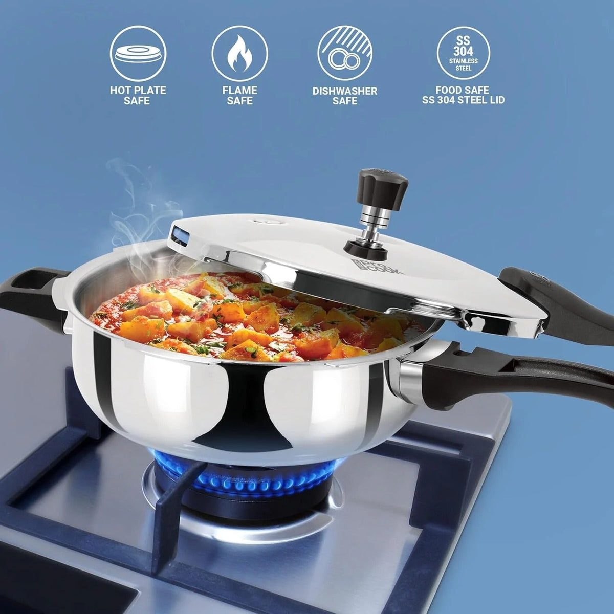 Triply Stainless Steel Pressure Pan 4.5L Outer Lid Induction