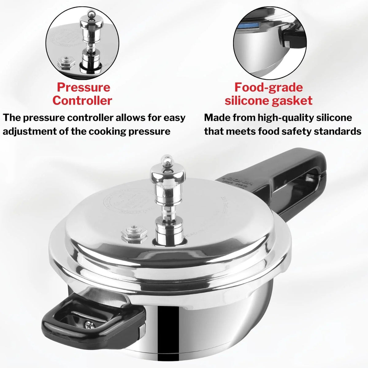 Stainless Steel Deep Pan Pressure Cooker Jumbo with Lid Induction Friendly