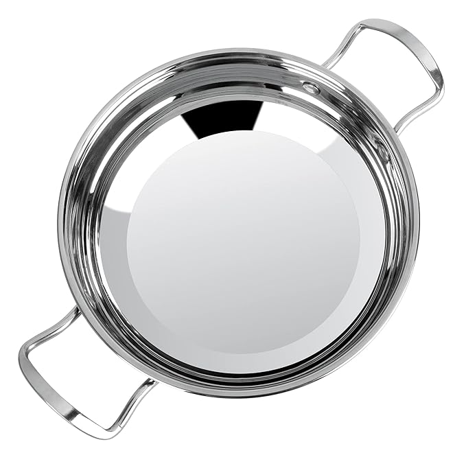 Essential Stainless Steel 20 cm Kadhai With, 2 L Capacity