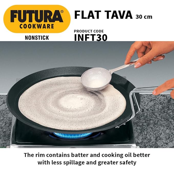 Induction Compatible Nonstick Flat Tava 30 cm, 4.88 mm (Black)