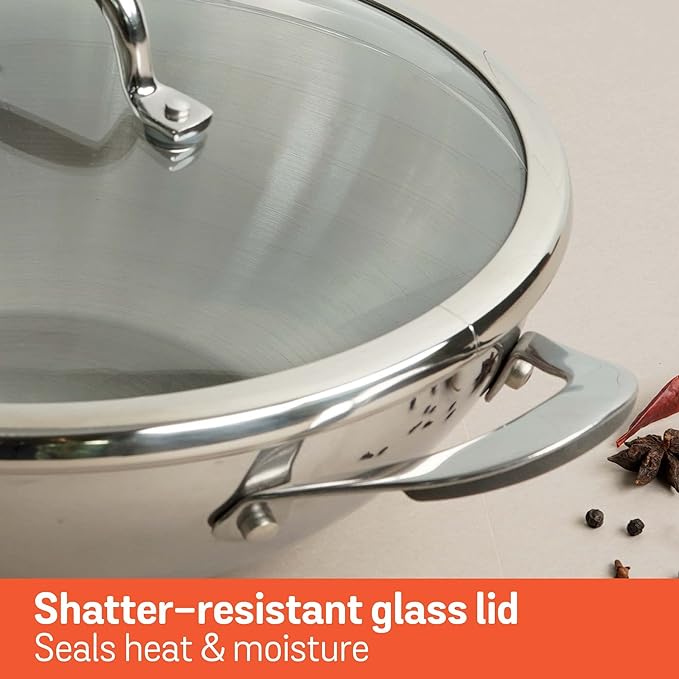 Select Nickel Free Stainless Steel Kadai with Glass Lid 22 cm, 1.91 L Silver
