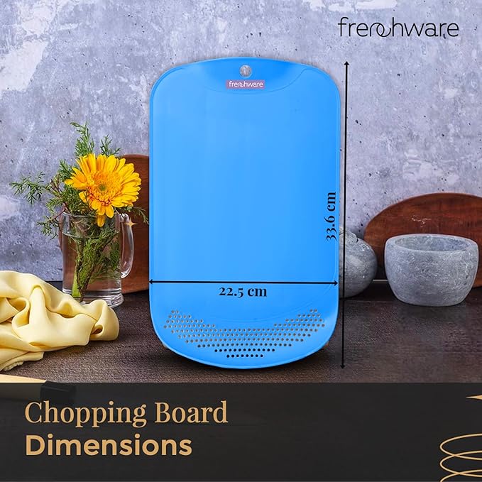 Plastic Cutting-chopping Board With Drainer 1 Unit, Premium-grade Plastic, Blue Colour