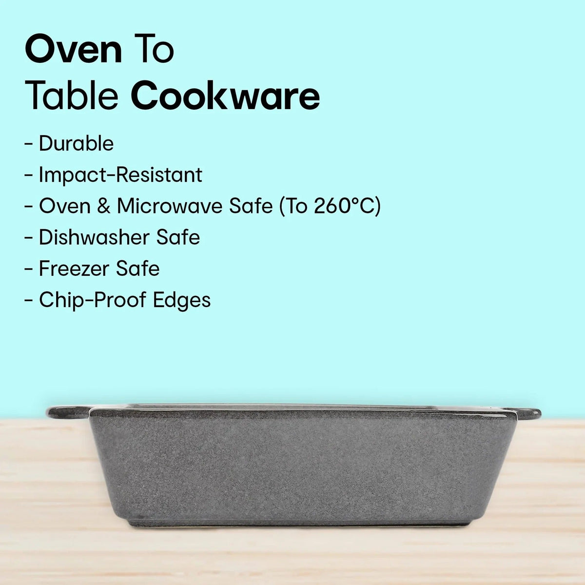 Glazed Stoneware Ceramic Baking Dish Grey Oven Dishwasher Microwave Safe 6.7x24x31cm