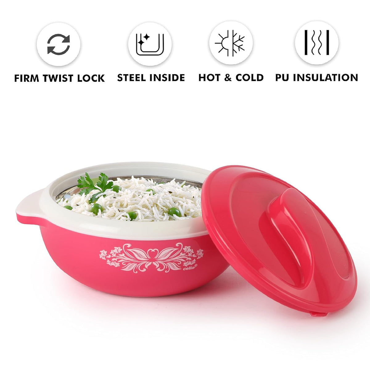 Hot Serve Insulated Inner Steel Casserole Set of 3, Hot Box for Kitchen