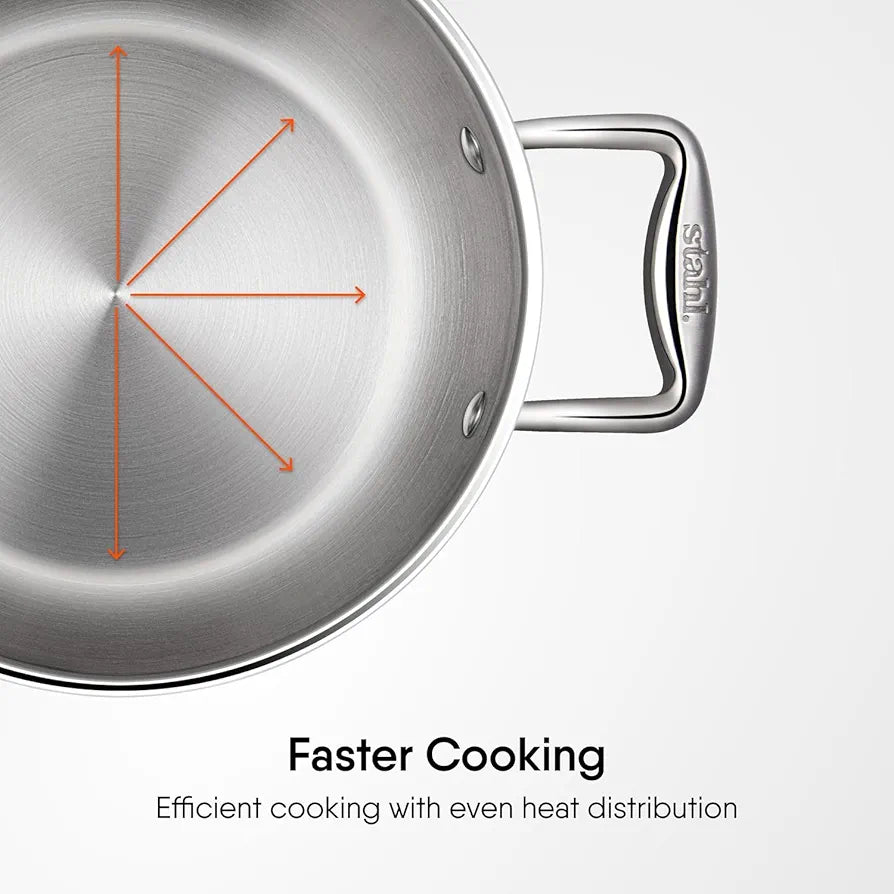 Triply Stainless Steel Sauce Pot, Casserole with Glass Lid