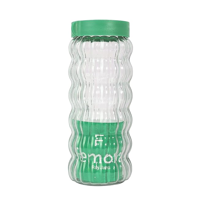 Kitchen Storage Jars Clear Glass With Plastic Stackable Lid Jar, 1000 ml, Set of 4