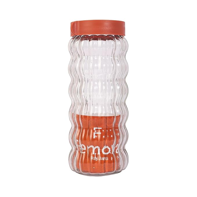 Kitchen Storage Jars Clear Glass With Plastic Stackable Lid Jar, 1000 ml, Set of 2