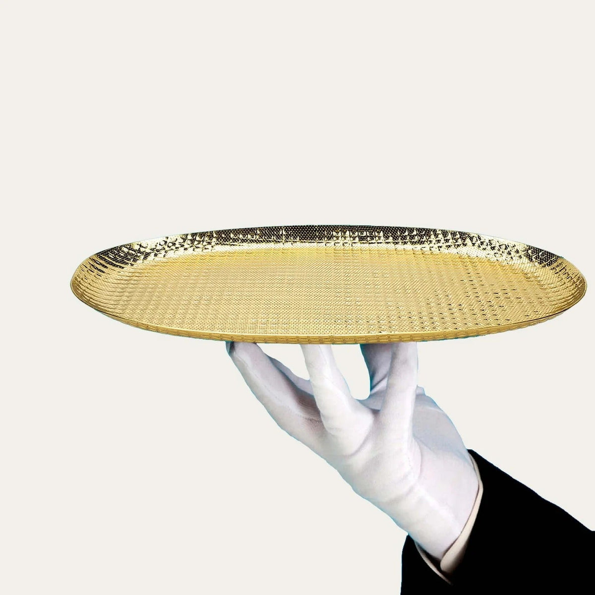Aluminium Hammered Gold Look Platter Food Safe Tray 41 cm x 22 cm