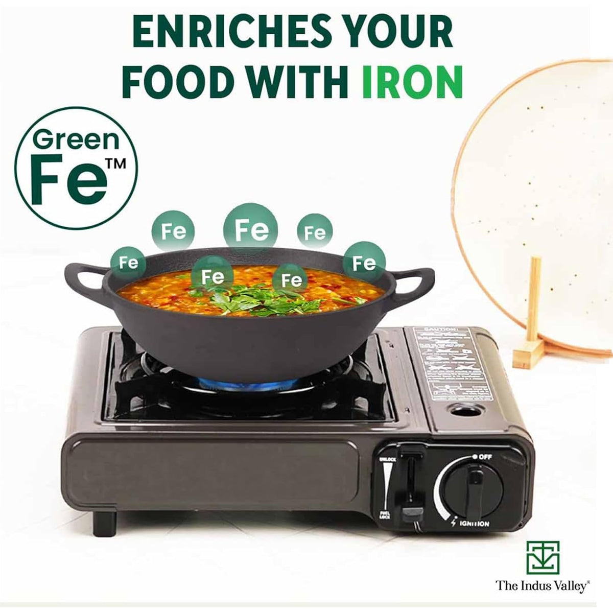 Pre-Seasoned Cast Iron Kadai with Silicon Grip