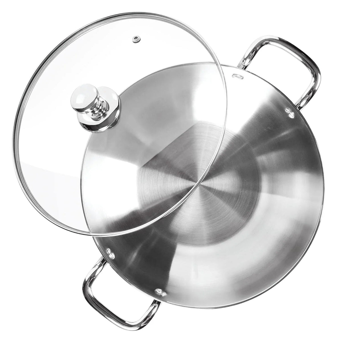 Triply Bottom Stainless Steel Kadhai with Glass Lid - 26 cm